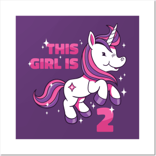 This Girl Is 2 | 2nd Birthday Unicorn Posters and Art